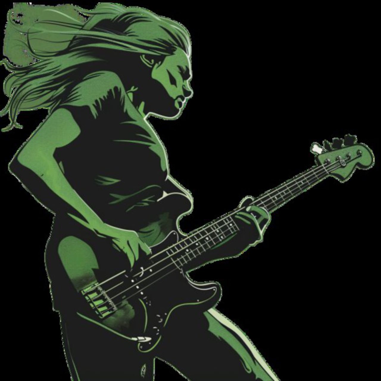 Female Bass Player in Green 20