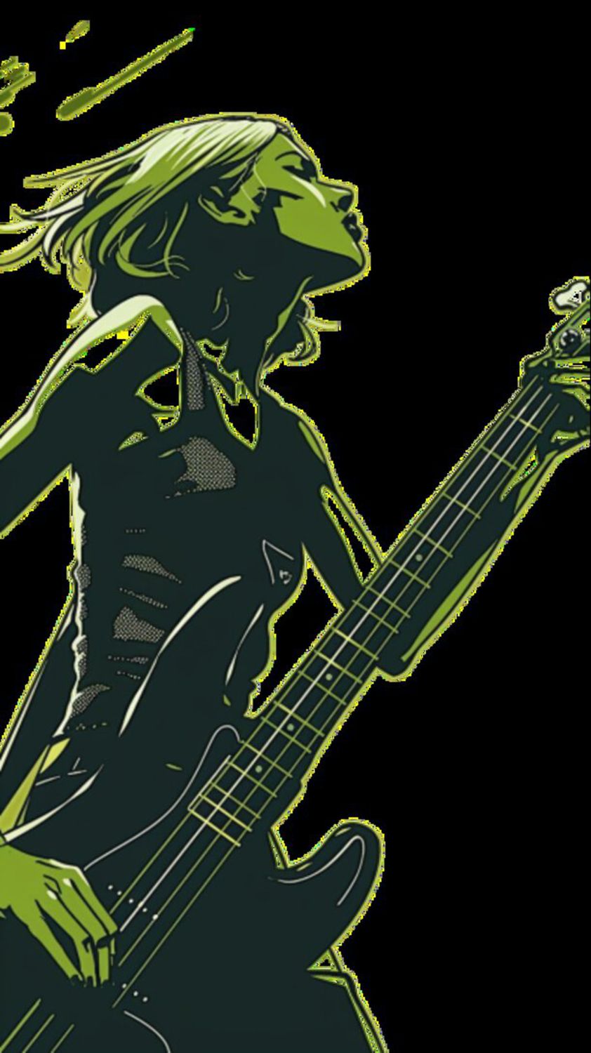 Female Bass Player in Green 15