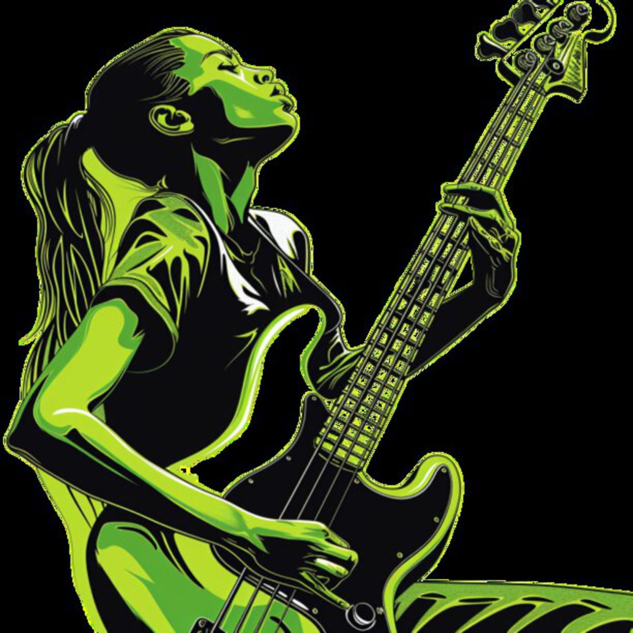Female Bass Player in Green 26