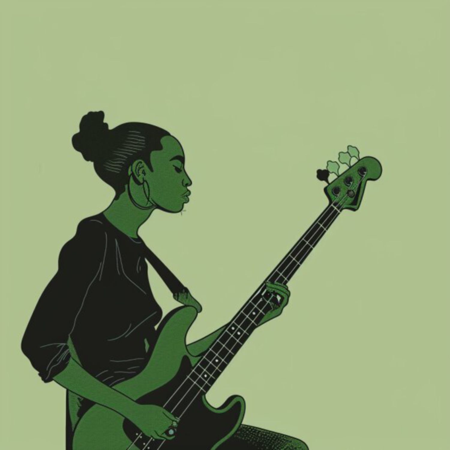 Female Bass Player in Green 28