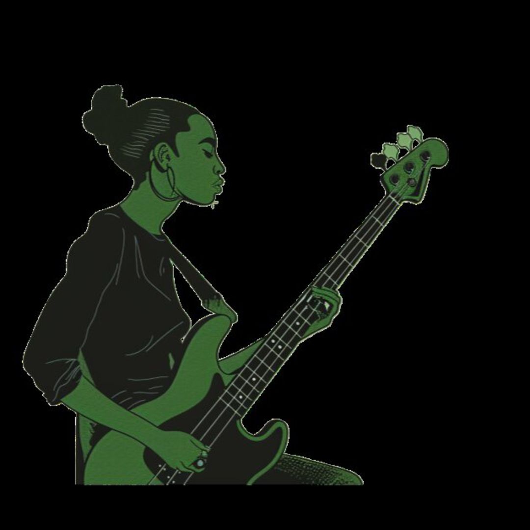Female Bass Player in Green 28