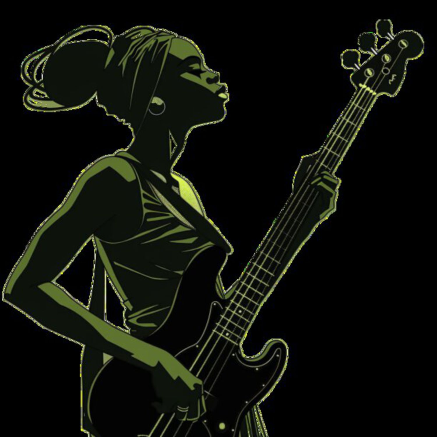 Female Bass Player in Green 34