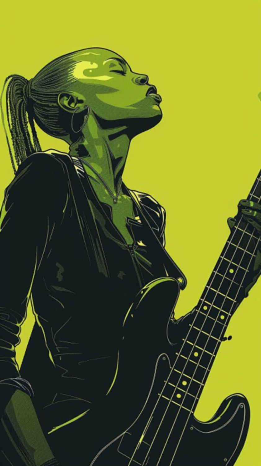 Female Bass Player in Green 35