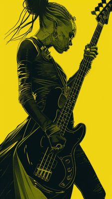 Female Bass Player in Green 9