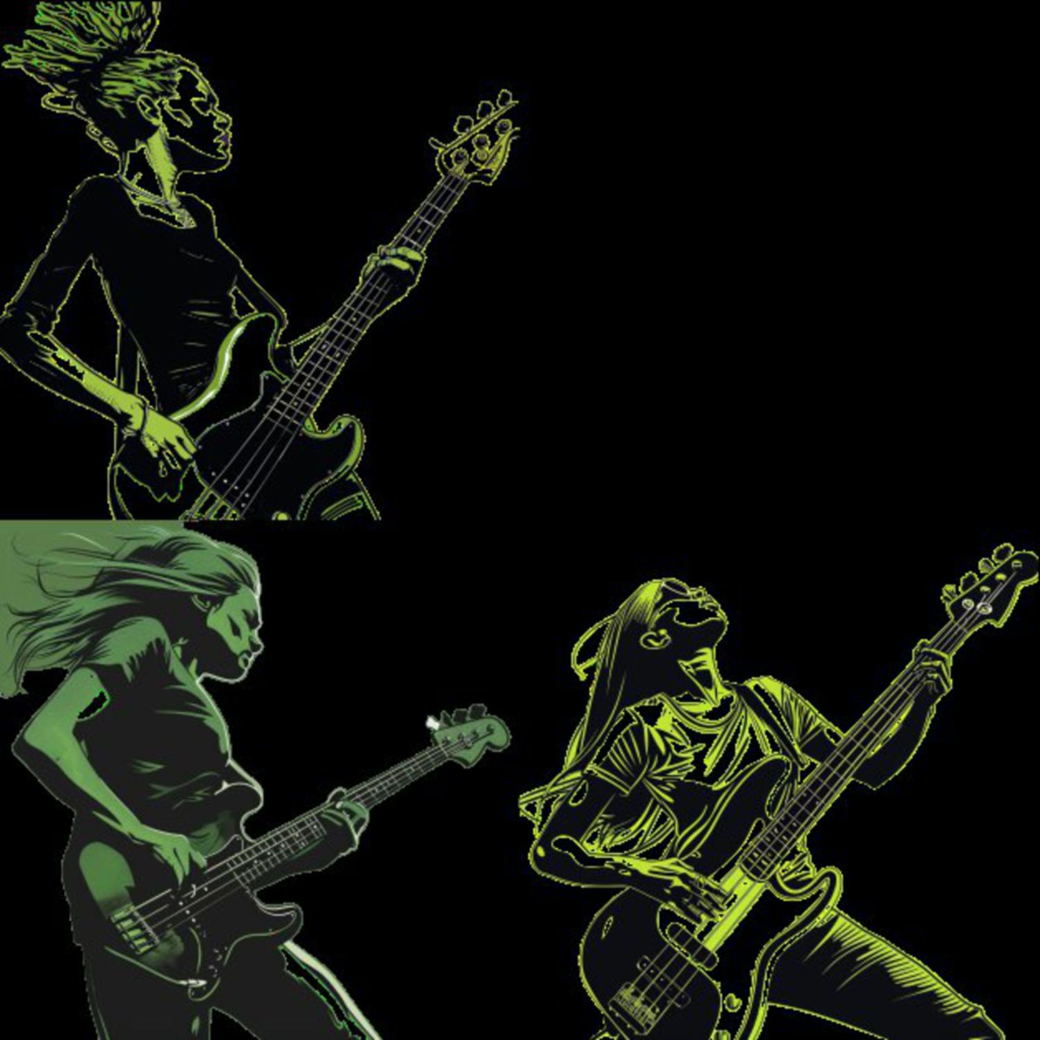 Female Bass Player in Green Selection 10