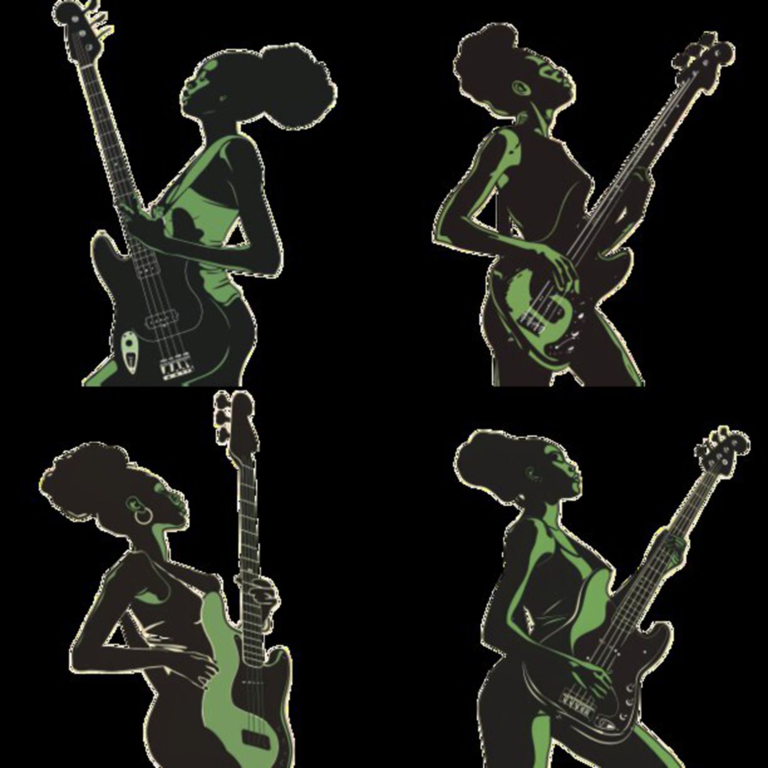 Female Bass Player in Green Selection 7