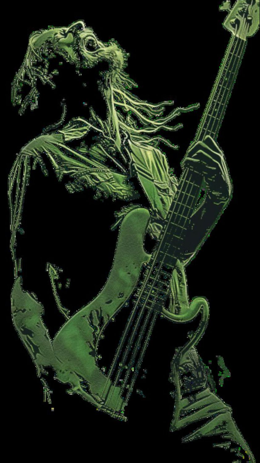 Male Bass Player in Green 1