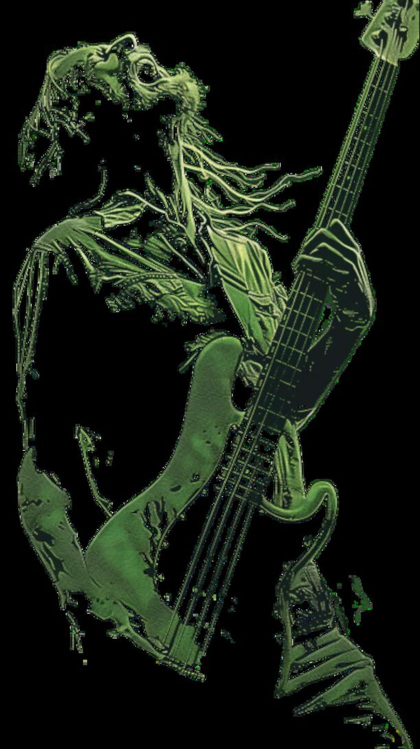 Male Bass Player in Green 1