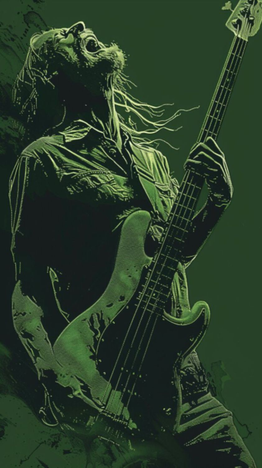 Male Bass Player in Green 1