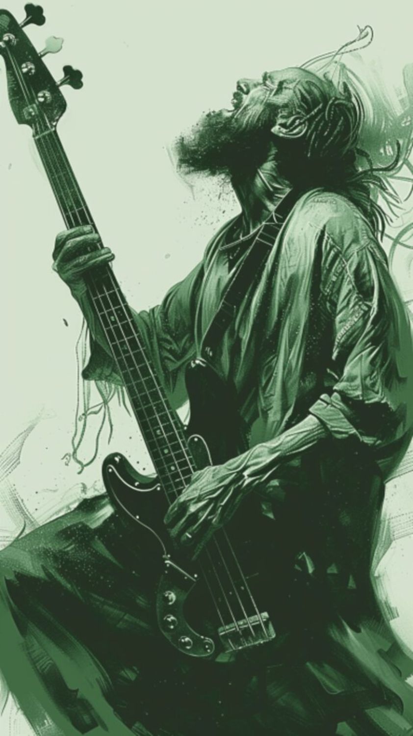 Male Bass Player in Green 4