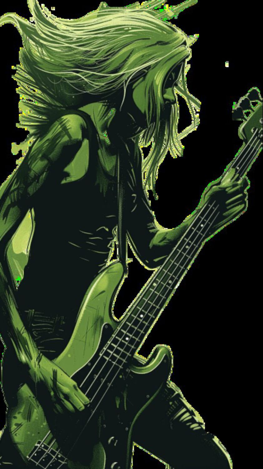 Male Bass Player in Green 5