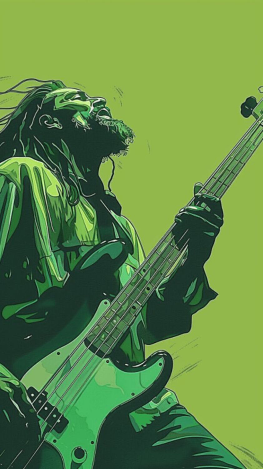 Male Bass Player in Green 3