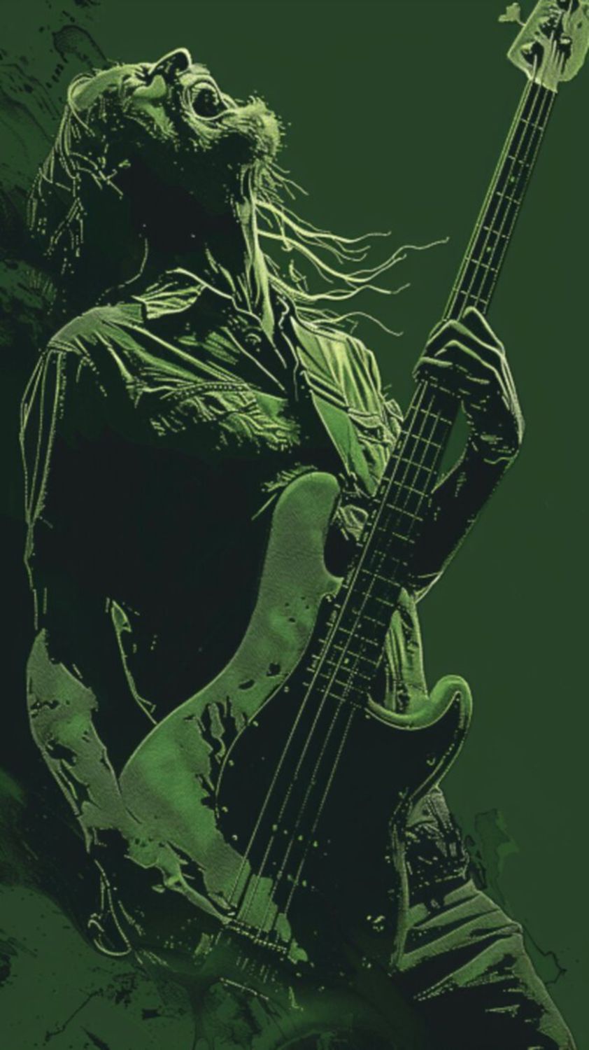 Male Bass Player in Green 1