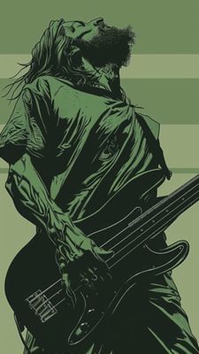 Male Bass Player in Green 2
