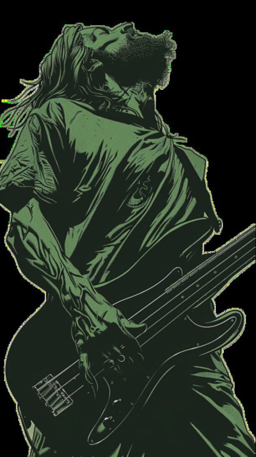 Male Bass Player in Green 2