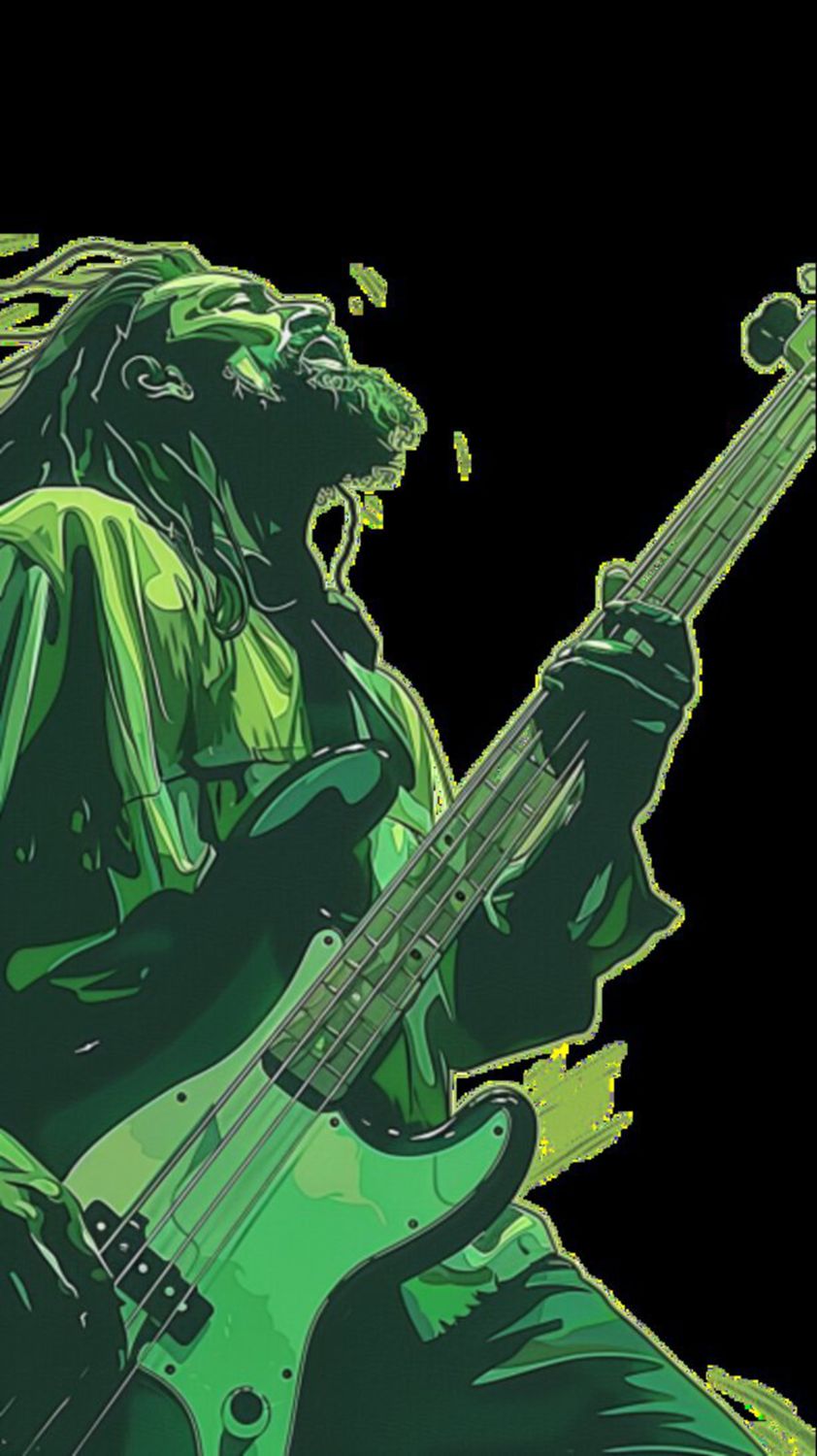 Male Bass Player in Green 3