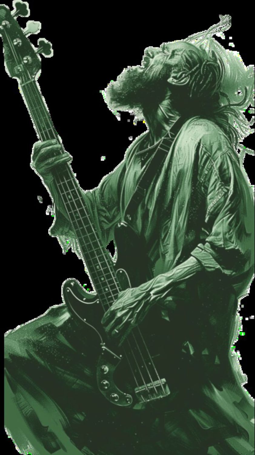 Male Bass Player in Green 4