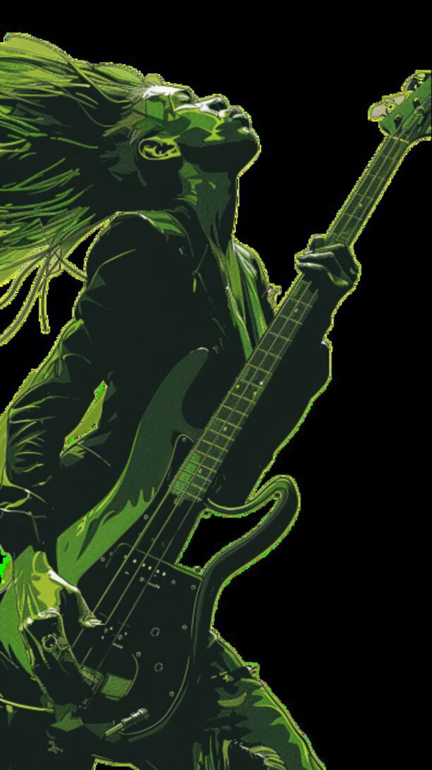 Male Bass Player in Green 5