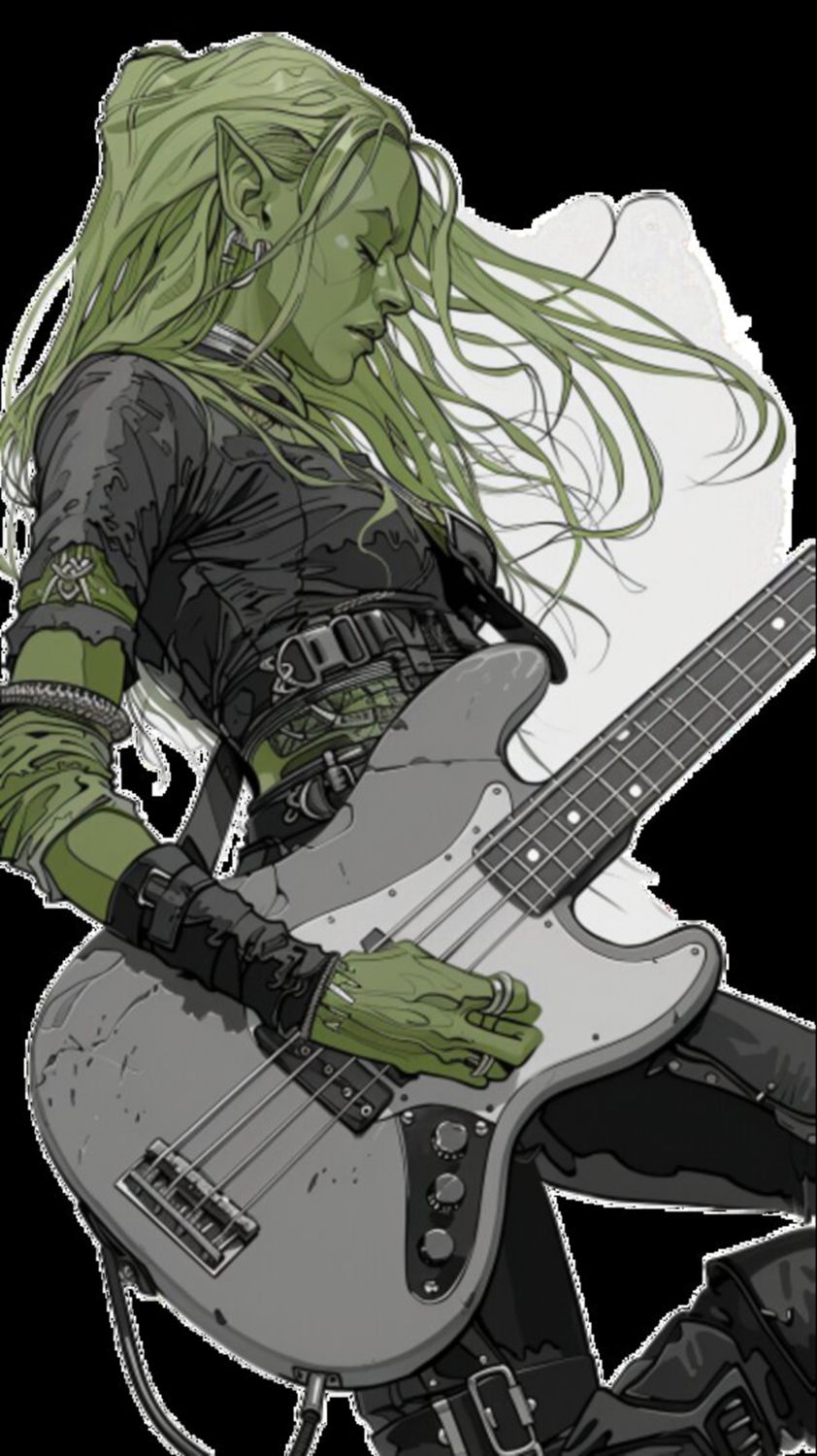 Female Bass Player in Green 8
