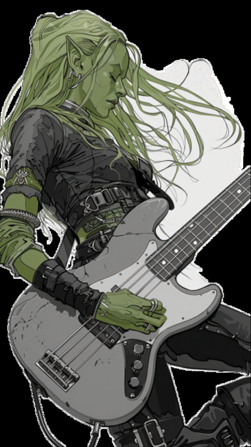 Female Bass Player in Green 8