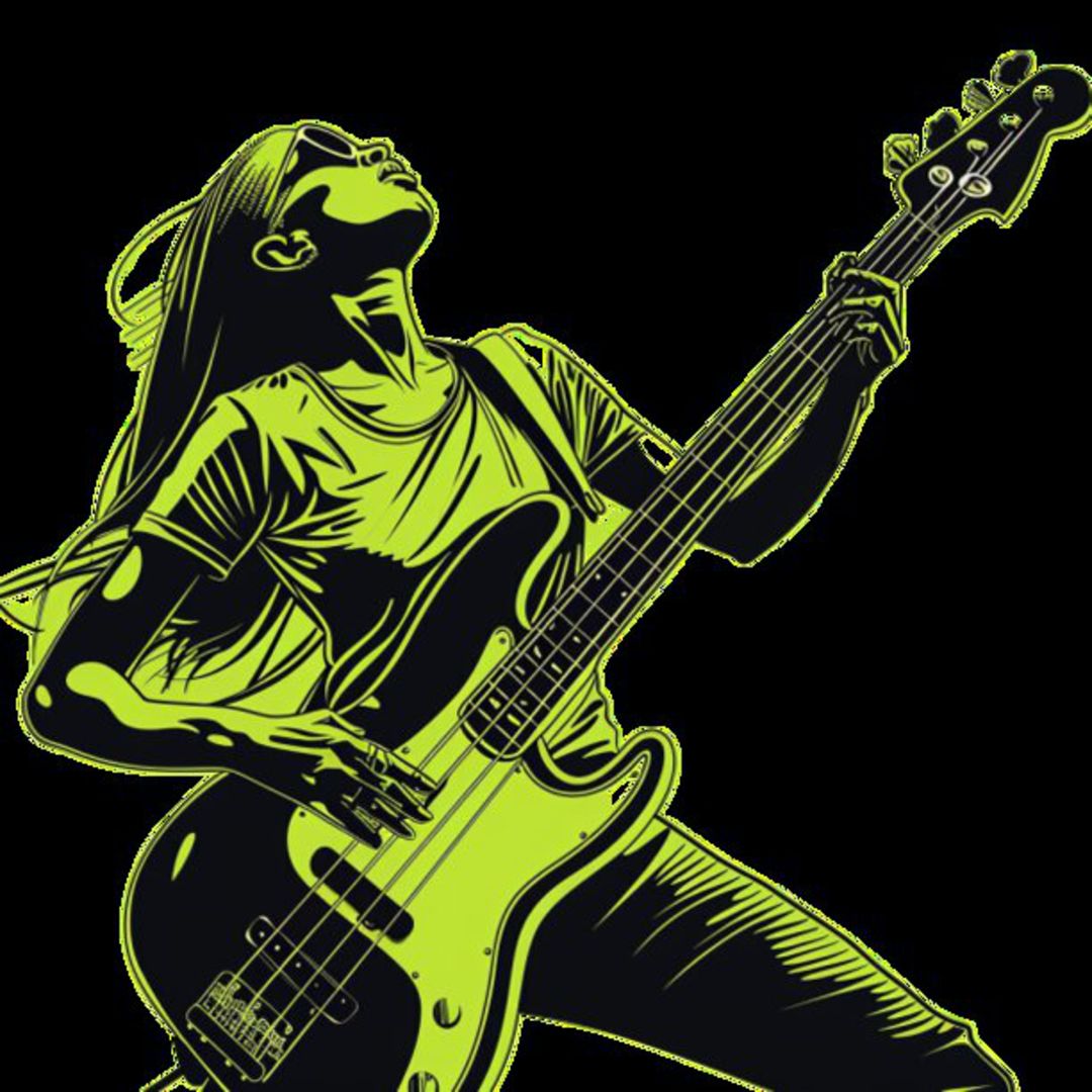 Female Bass Player in Green 19