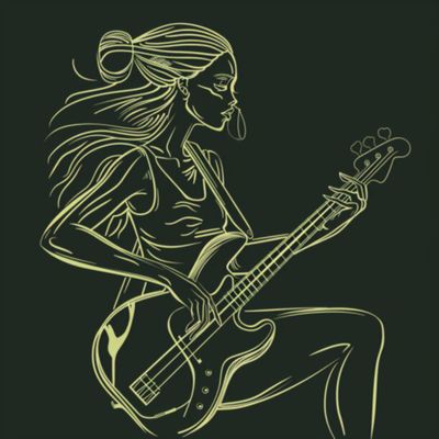 Female Bass Player in Green 21