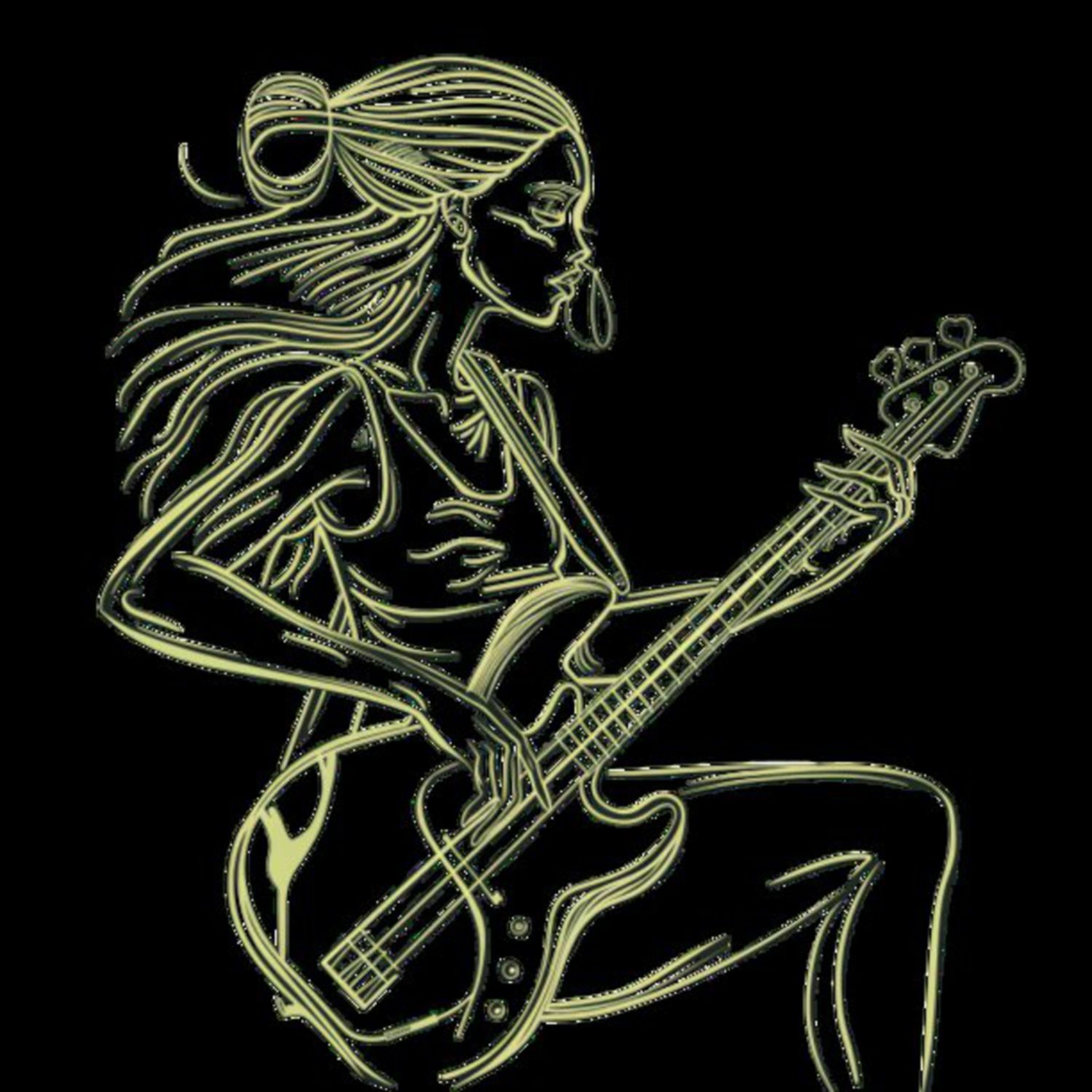 Female Bass Player in Green 21