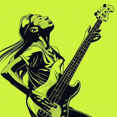 Female Bass Player in Green 24