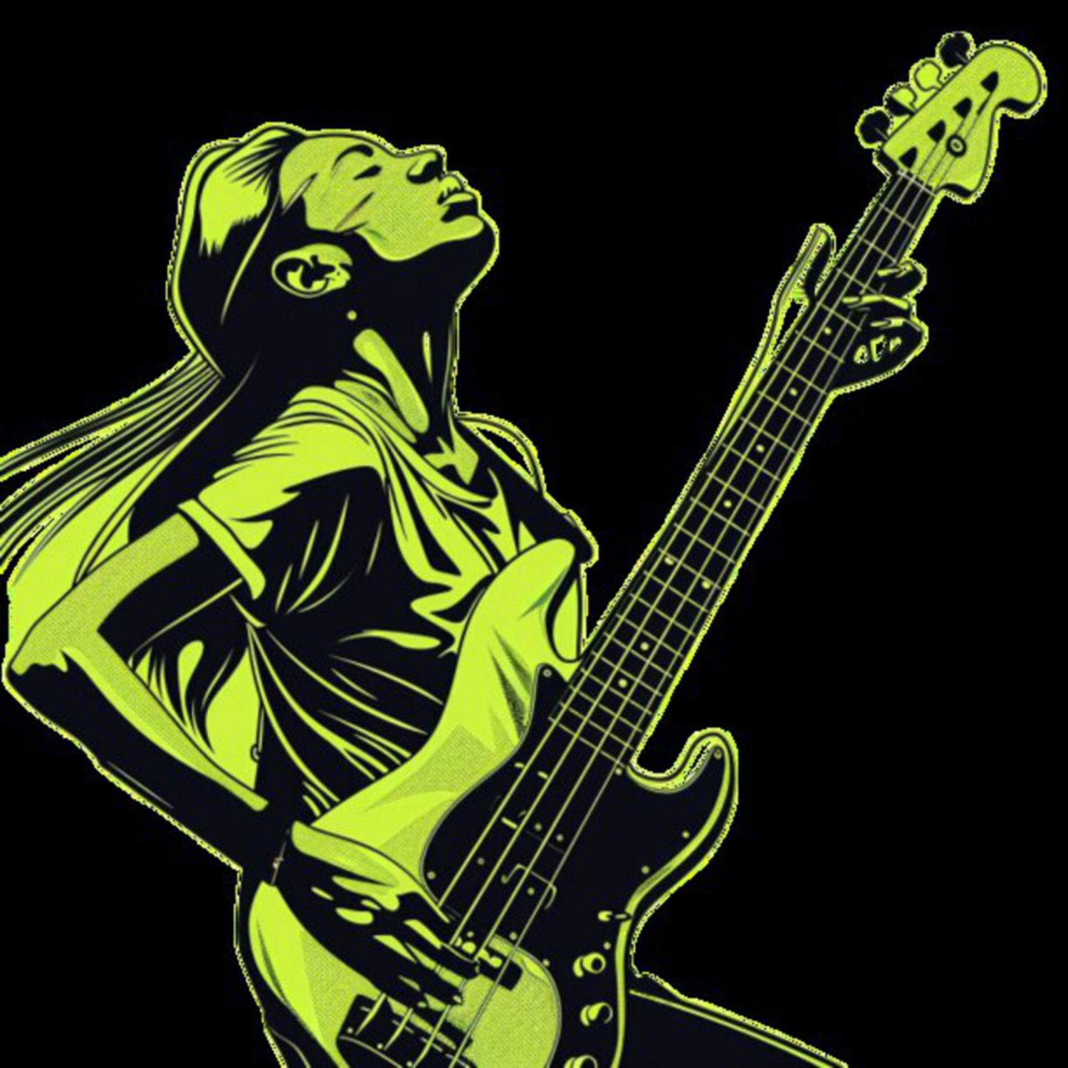Female Bass Player in Green 24