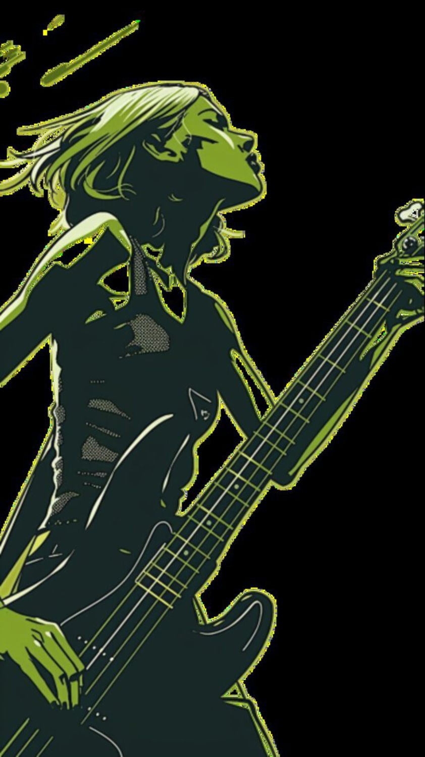 Female Bass Player in Green 15