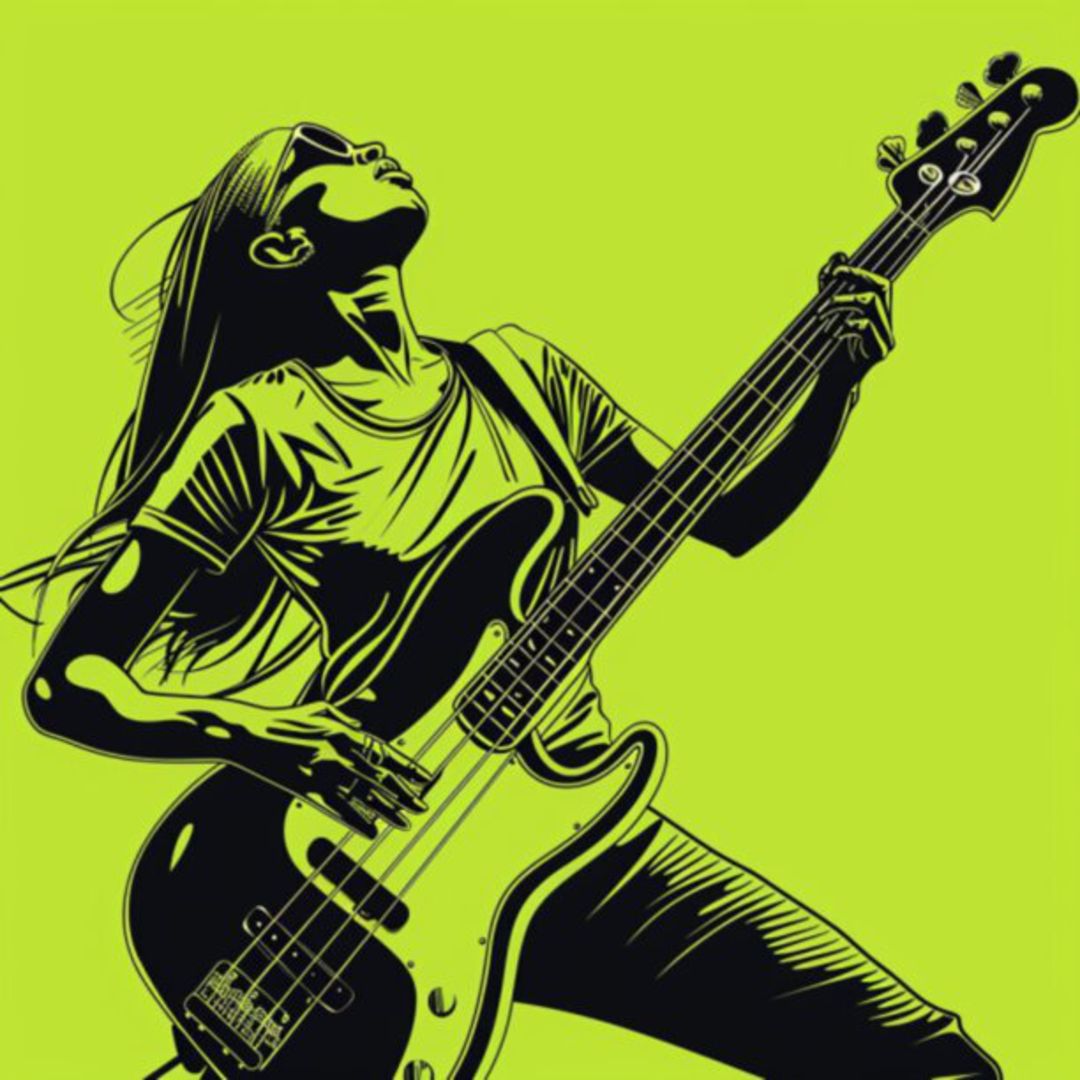 Female Bass Player in Green 19