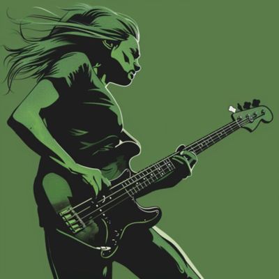 Female Bass Player in Green 20