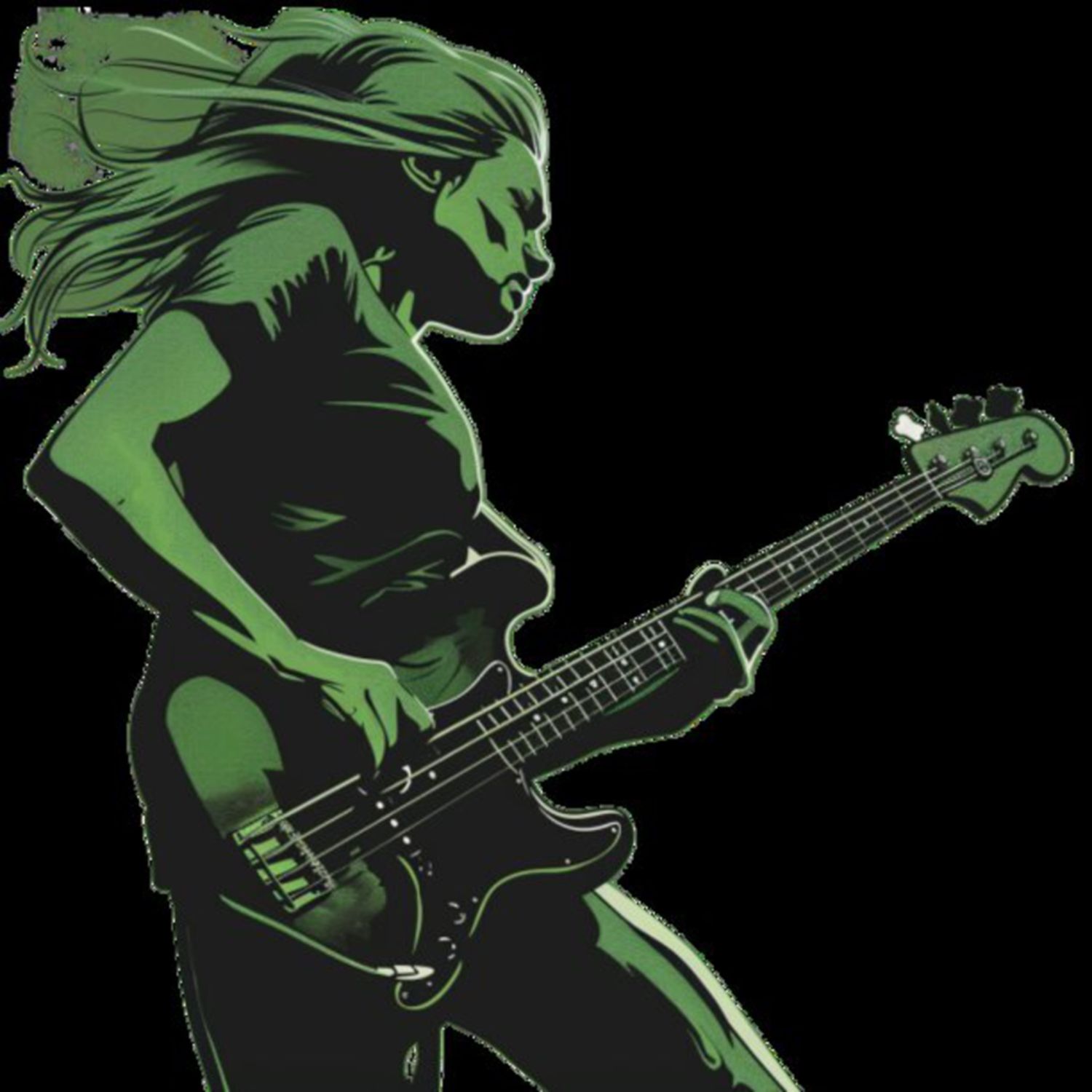 Female Bass Player in Green 20