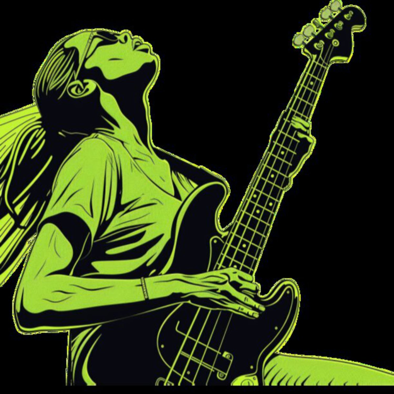 Female Bass Player in Green 25