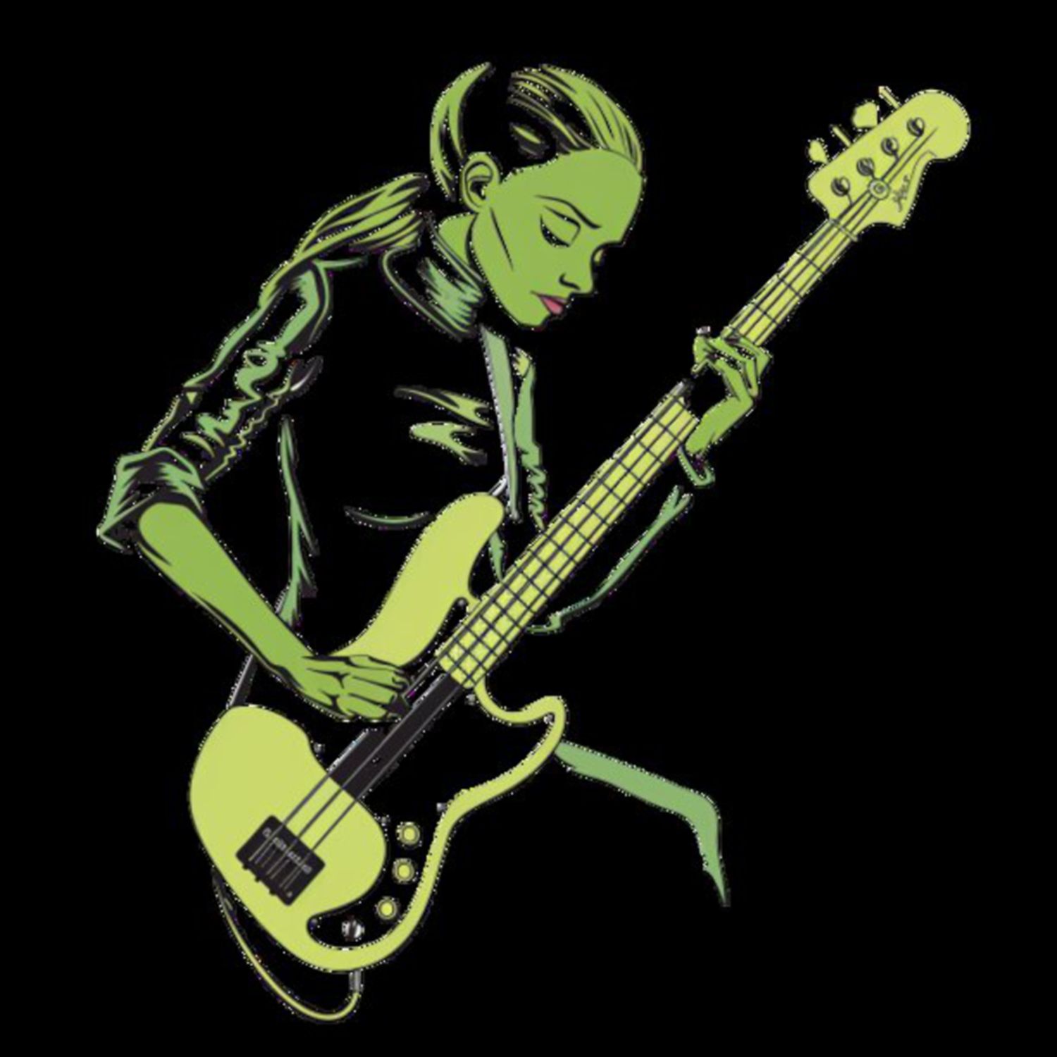 Female Bass Player in Green 27