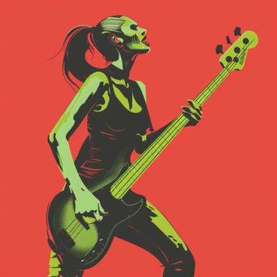 Female Bass Player in Green 29
