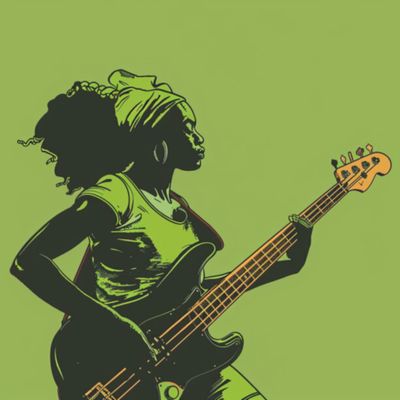 Female Bass Player in Green 33