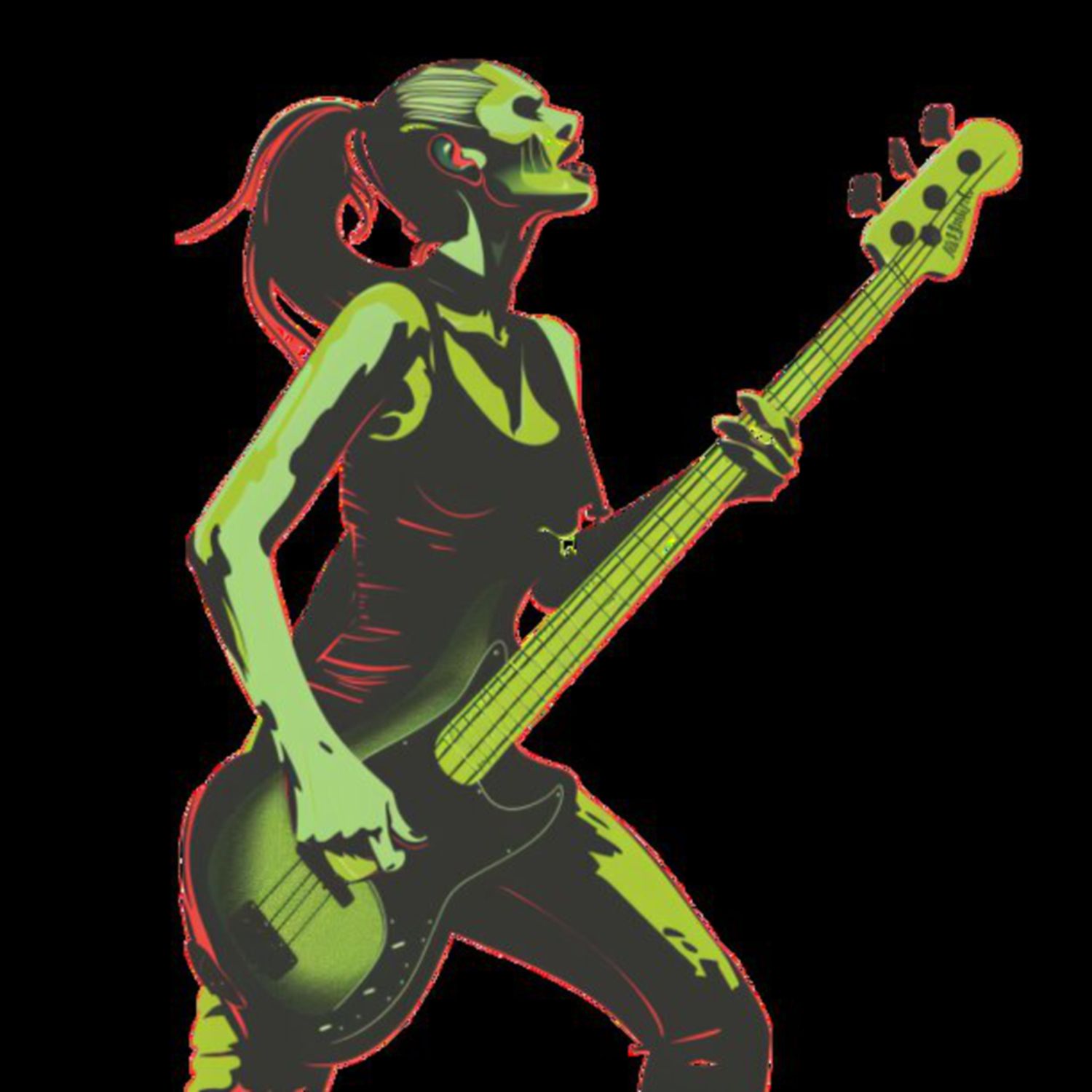 Female Bass Player in Green 29