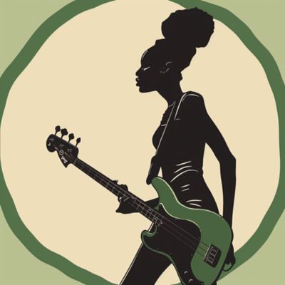 Female Bass Player in Green 31