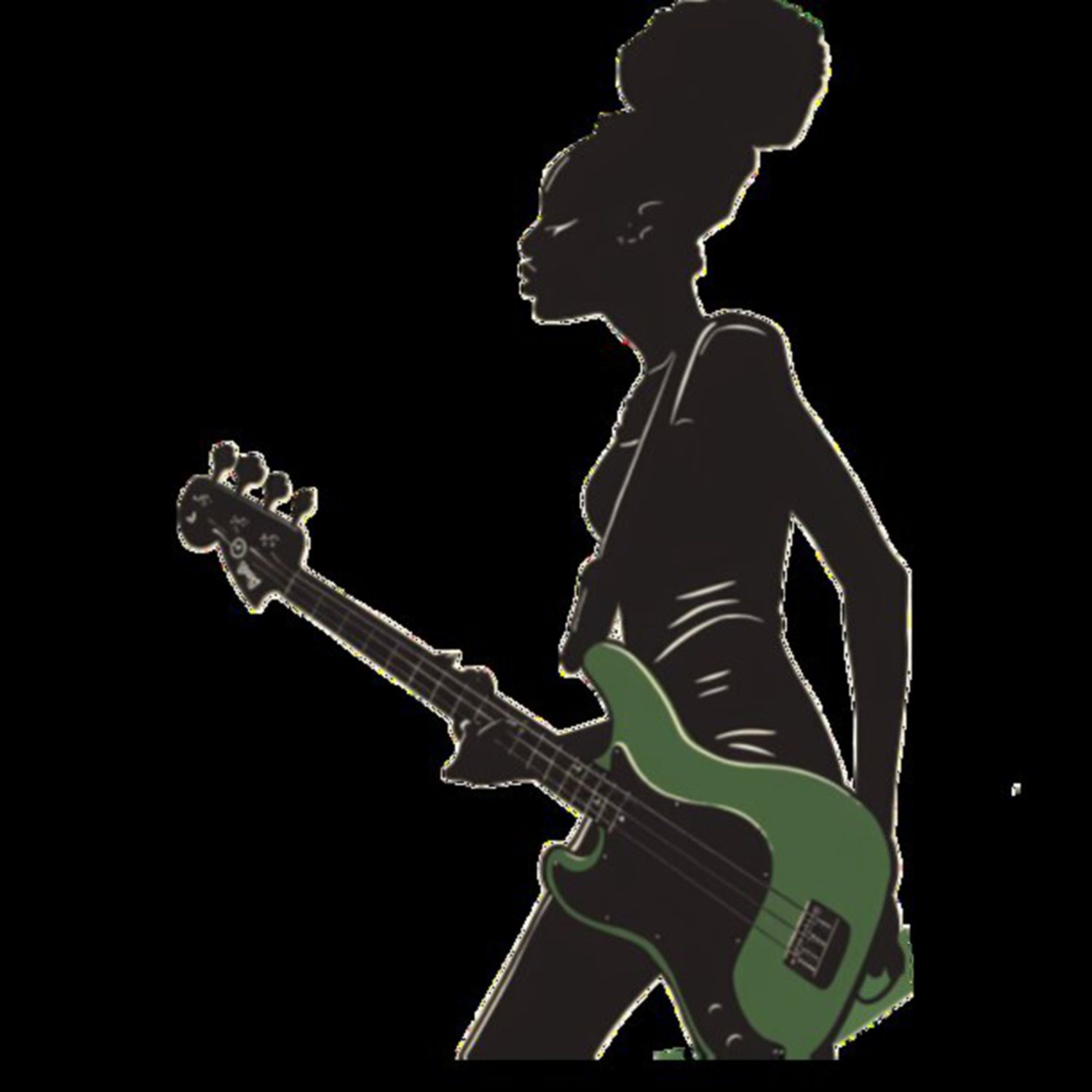 Female Bass Player in Green 31