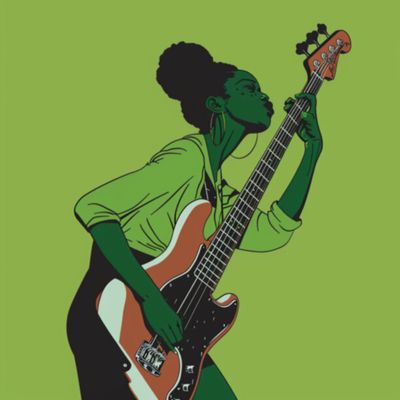 Female Bass Player in Green 32