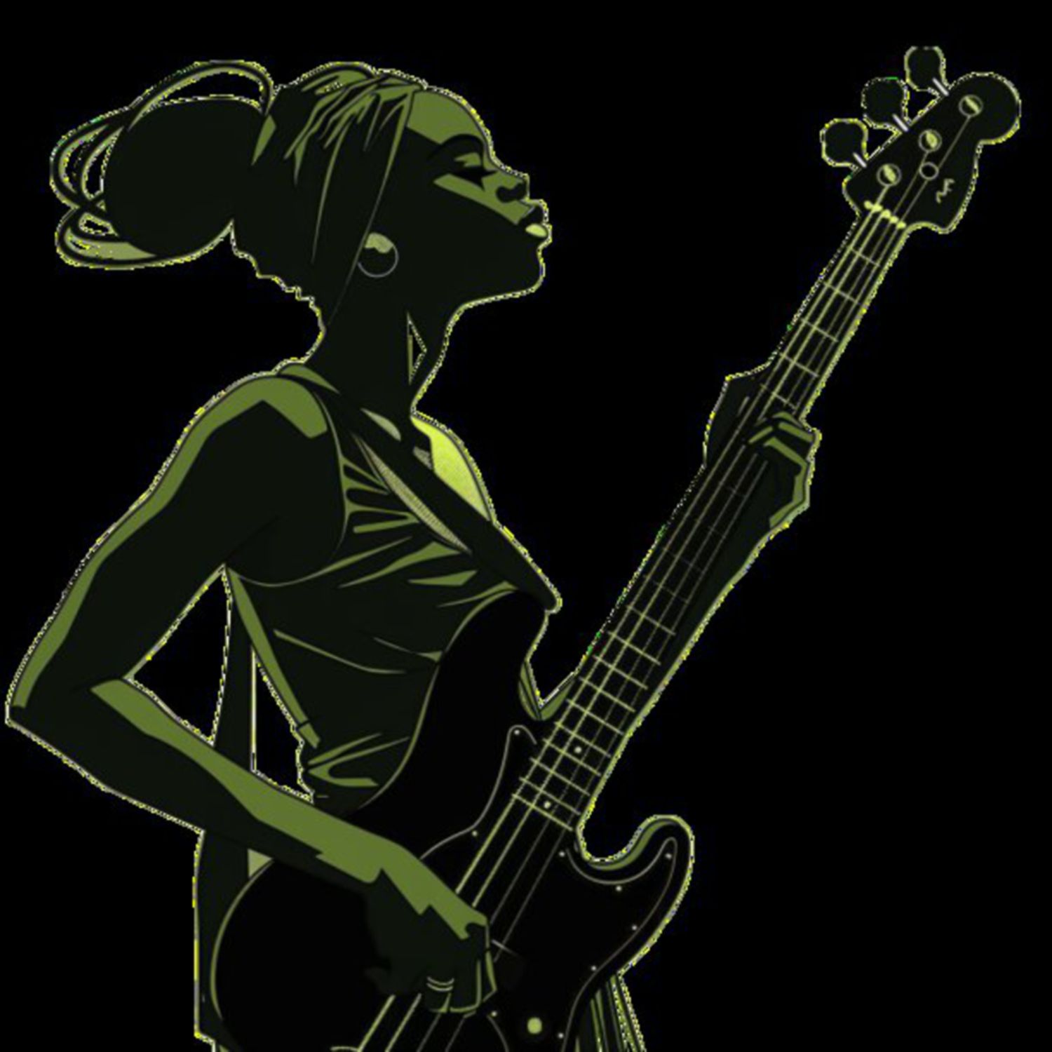 Female Bass Player in Green 34