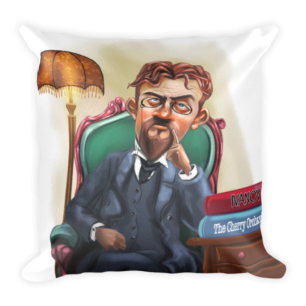Anton Chekhov Square Pillow