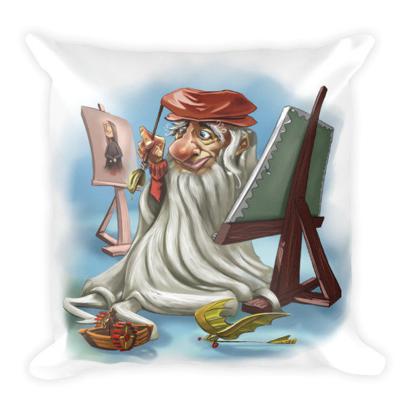 Leonardo da Vinci Square Pillow