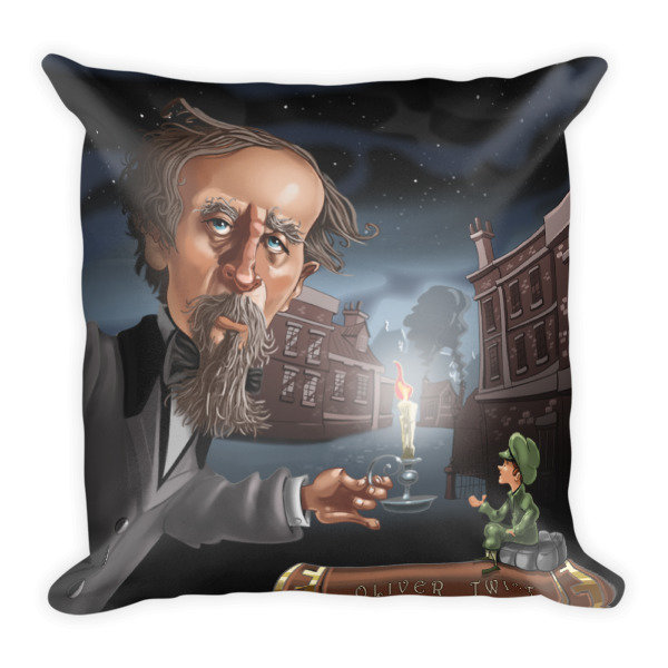 Charles Dickens Square Pillow