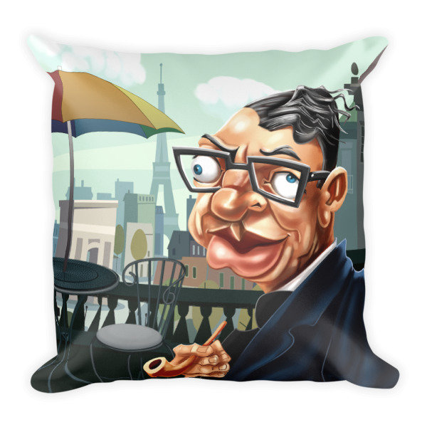 Jean-Paul Sartre Square Pillow