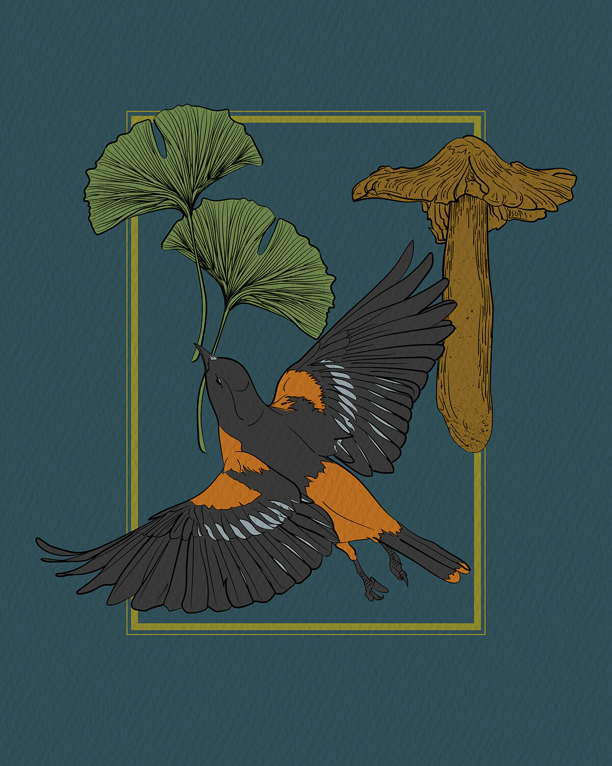 Oriole | Ginkgo Leaf | Mushroom
