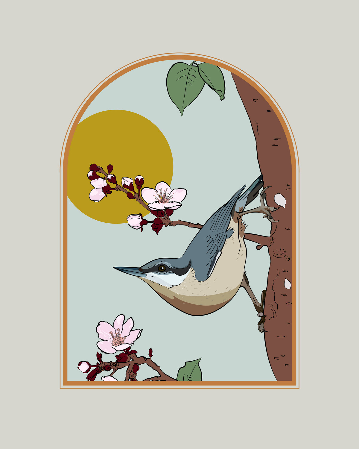 Nuthatch with Blossoms