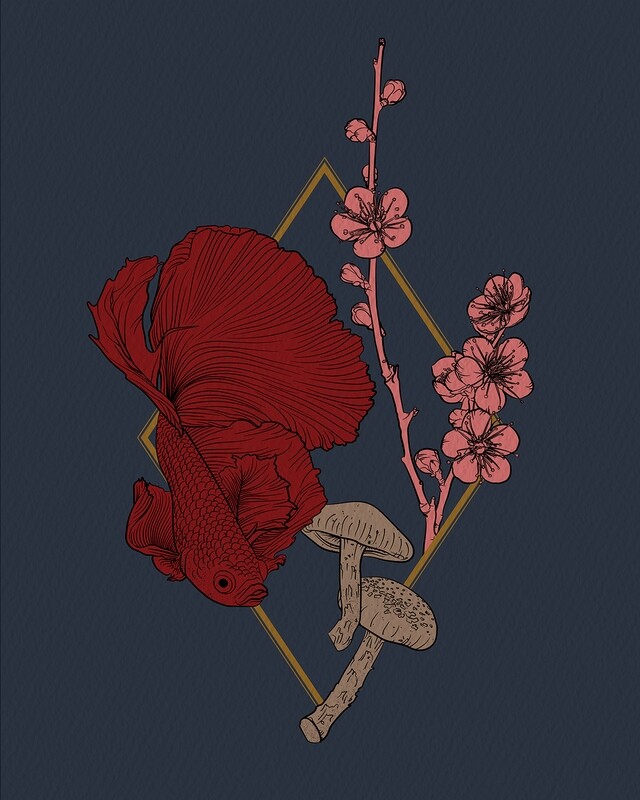 Betta | Sakura | Shiitake Mini Print