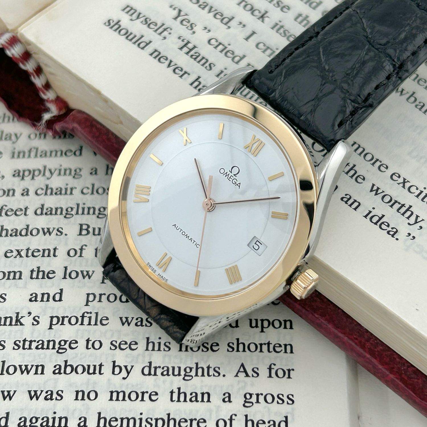 Omega Maison 18k Rose Gold Bezel Ref.166.0295 Cal.1108 35.0mm 1993